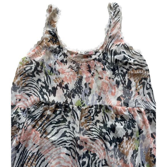 Love Squared Sleeveless Zebra & Floral Print Tunic Top With Lace Trim - Picture 3 of 7
